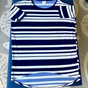 Lularoe XS Irma Blue and white Striped Tunic Shirt